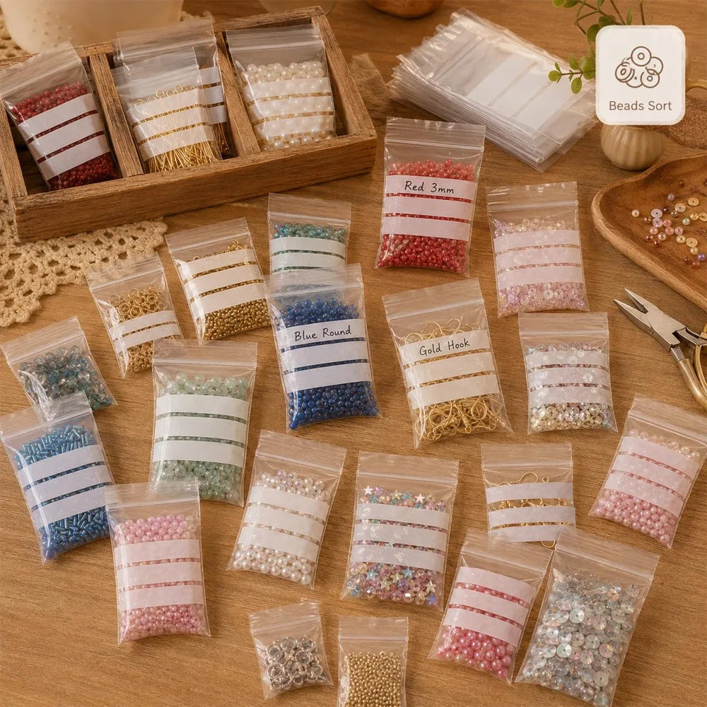 Transparent Writable Self Sealing Bag PE Classification Storage Bag Travel Jewelry Packaging Pouch Protable Snacks Storage Bags Quake