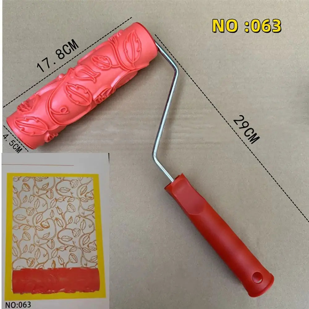 Rubber Imitation Wood Grain Pattern Paint Roller DIY Paint Texture Pigment Printing Wall Painting Roller with Handle Home Tool Quake