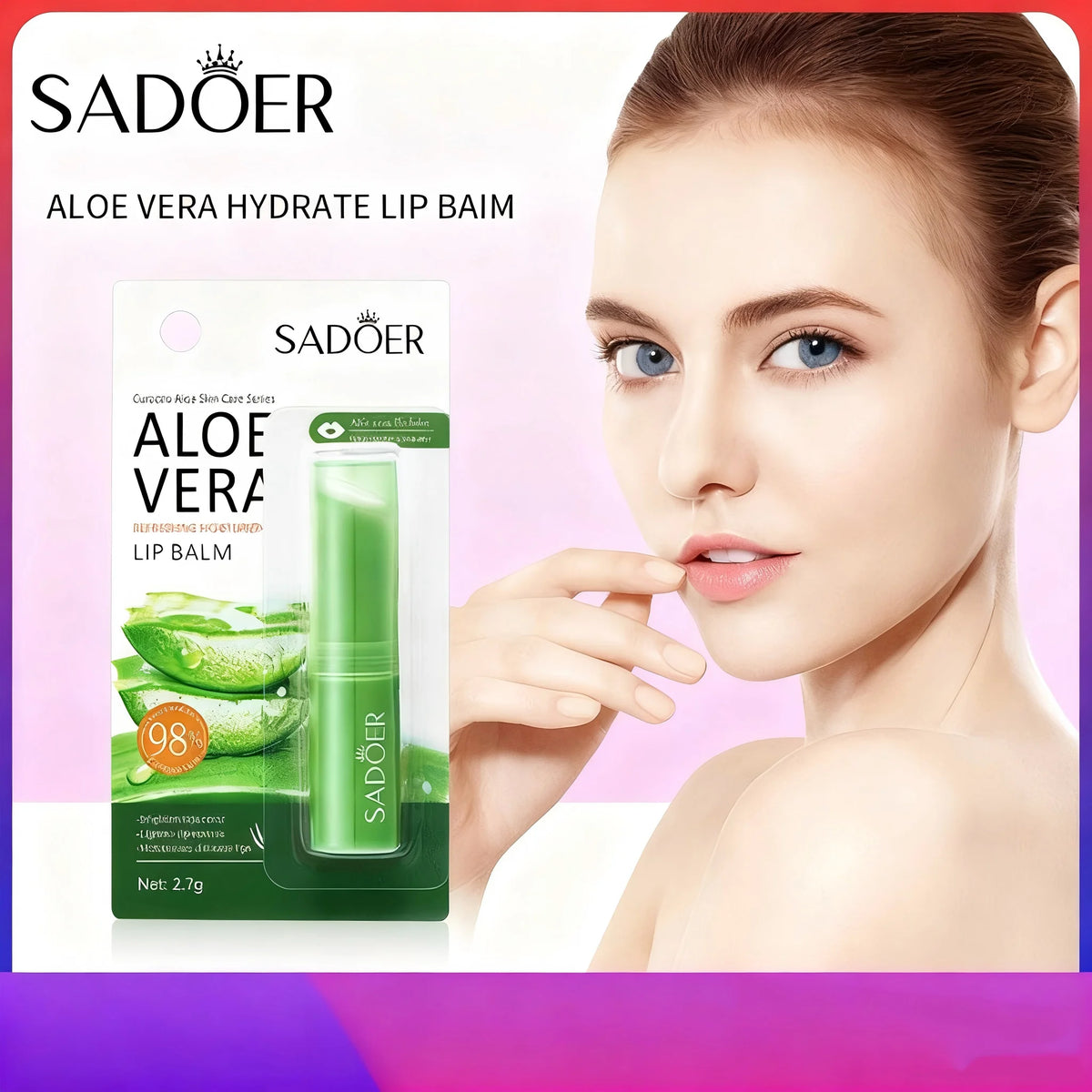 Aloe Vera Long Lasting Moistourizing Lip Balm Natural Moisture Lipstick Nutritious Temperature Sensitive Care Makeup for Lip Quake