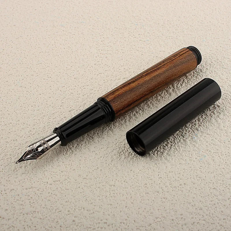 Mini Wood Business Office Student School Stationery Supplies EF 0.38mm Nib Fountain Pen School Supplies Stationery Quake Silver nib 1 Bent (Curved) 1.0mm