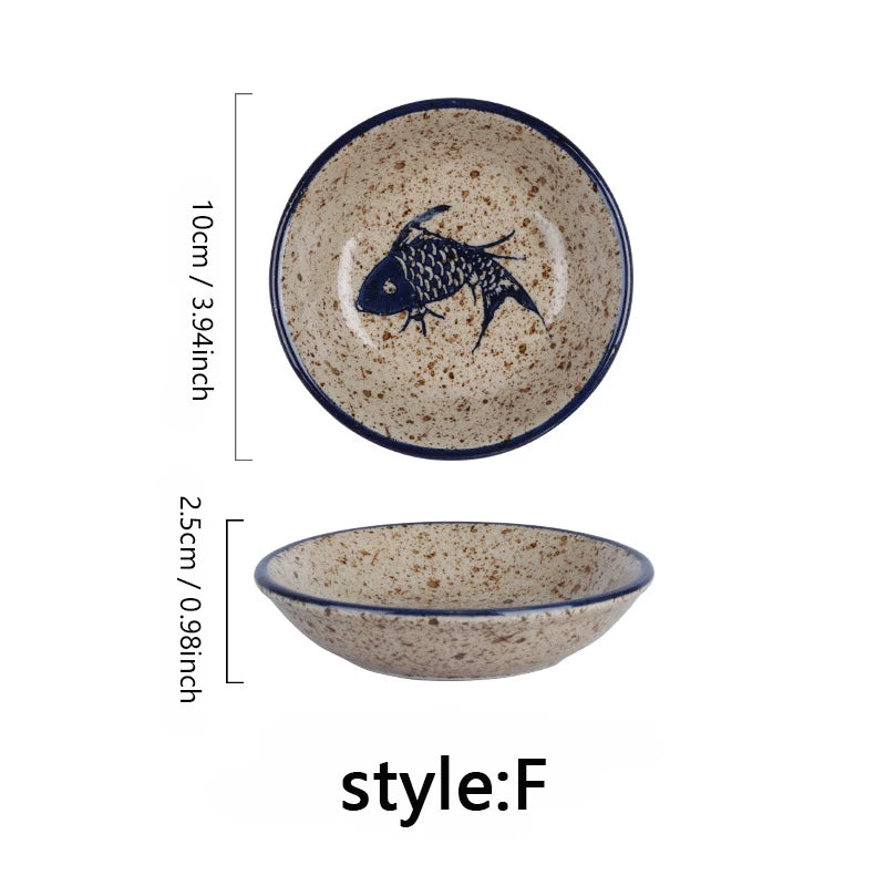 3.5in Japanese Ceramic Round Sauce Dish Vintage Soy Sauce Seasoning Household Dip Dish Sushi Sauce Snack Serving Dish Tableware Quake F