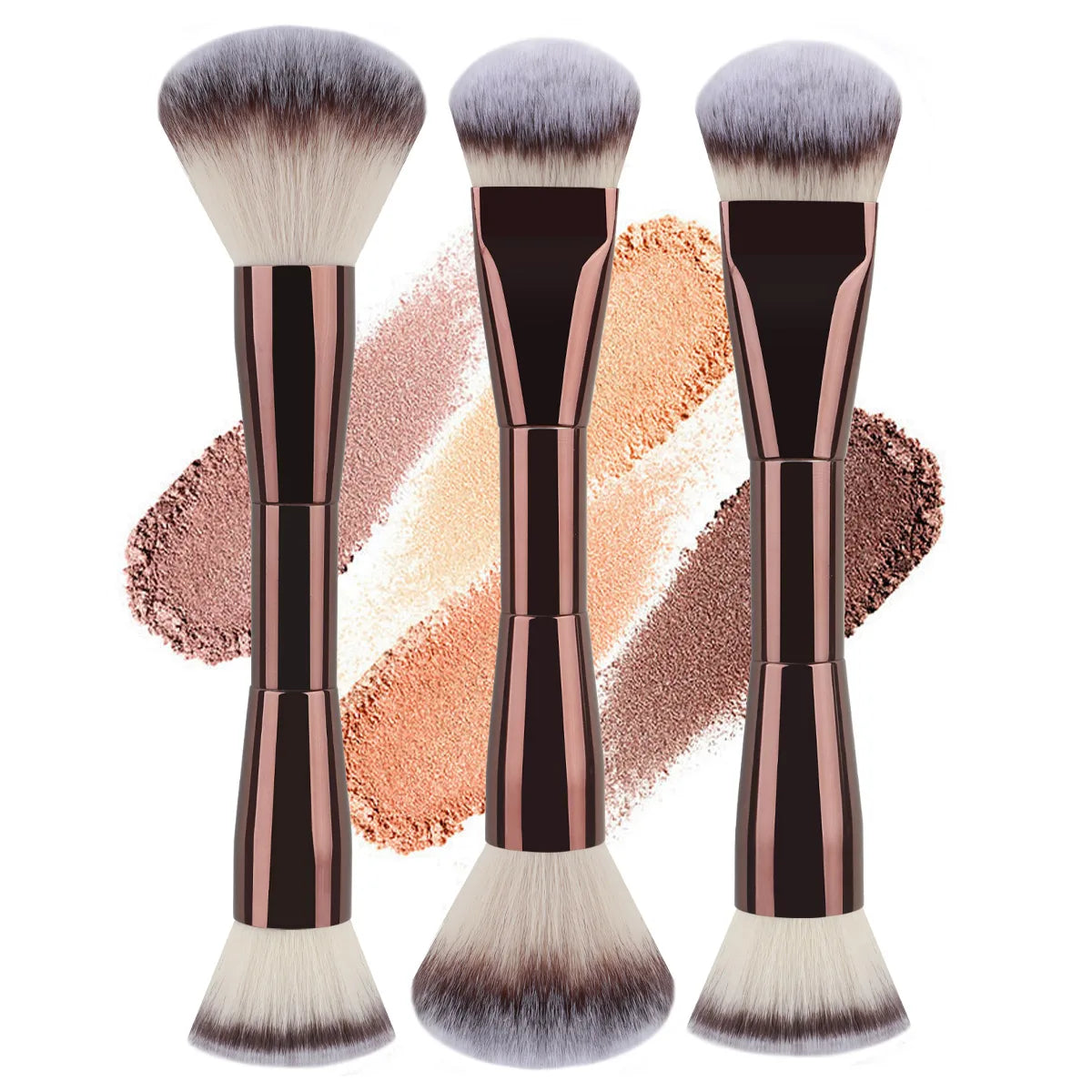 3 styles Double-headed Makeup Brush With Soft Bristles Foundation Brush Blush Brush BB Cream Makeup Brush Portable Makeup Tool Quake