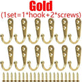 50/1Set Small Wall Mounted Hook with Screws Retro Metal Hooks for Hanging Bag Towels Key Rack Home Kitchen Bathroom Accessories Quake Gold 1Set