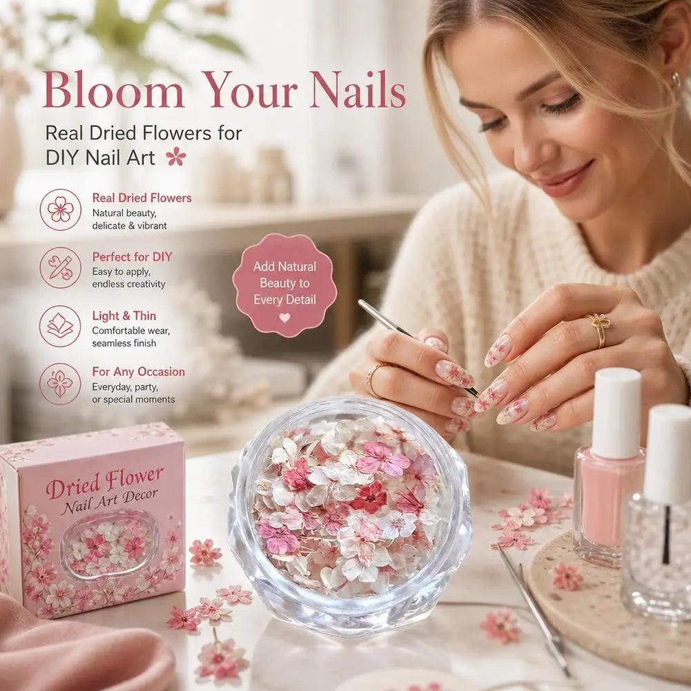 1 Box 3D Dried Flowers Nail Art Stickers Decals Mix Tiny Floral Petals Colorful Flower For Nails Crafts DIY Manicure Decorations Quake