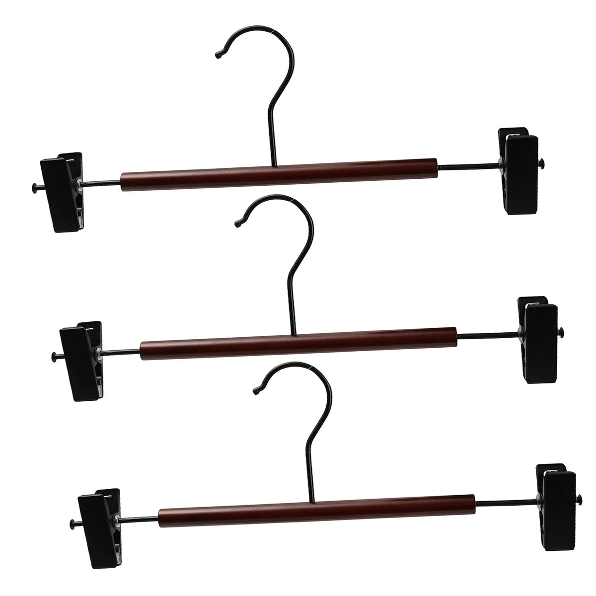 Anti-slip Space Saving Trouser Hangers Wood Iron Pant Hangers with Clip Household Windproof Multi-purpose Pants Underwear Clips Quake 3PCS