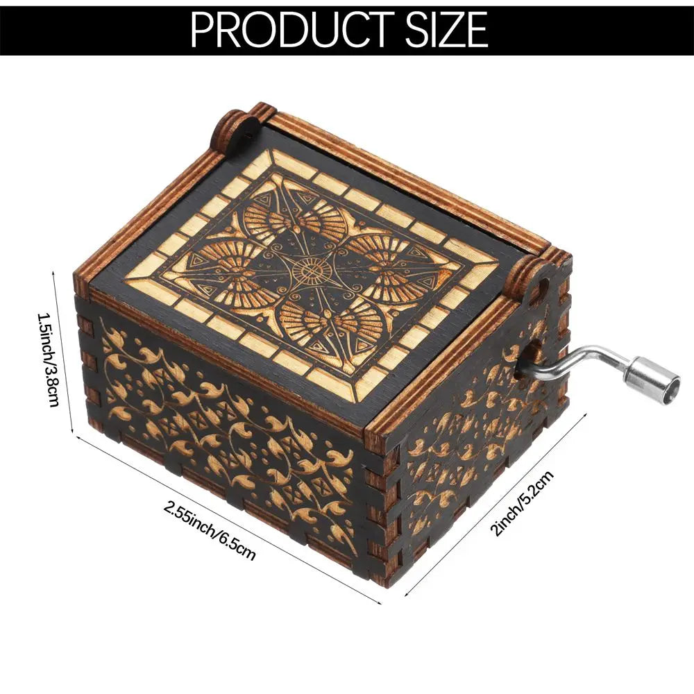 Valentine's Day Birthday Christmas Wooden Black Engraved You are My Sunshine Music Box Hand-Cranked Musical Boxes Quake
