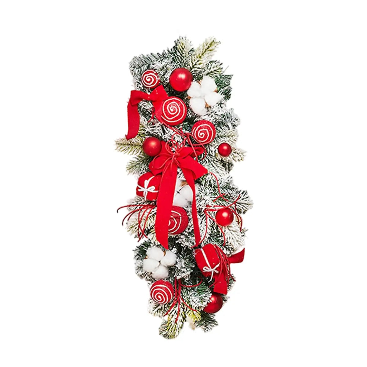 Decorative Artificial Christmas Wreath Prelit Stairway Swag PVC PE for Outdoor Indoor Garden Decor Quake Red