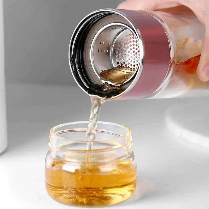 Tea Separation Tea Cup Men's High-end Personal Use Double-layer Glass Heat-resistant and Explosion-proof Water Cup Quake