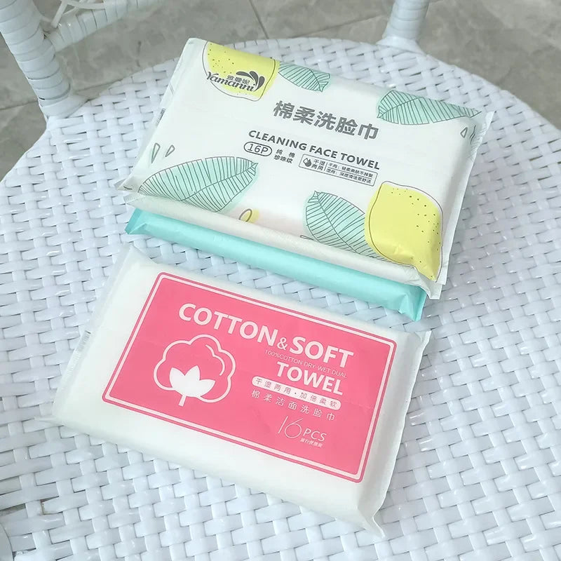 16pcs/bag Soft Face Tissue Pearl Pattern Disposable Face Towel Face Washing Travel Portable Cotton Tissue Wet Dry Multi Use Wipe Quake