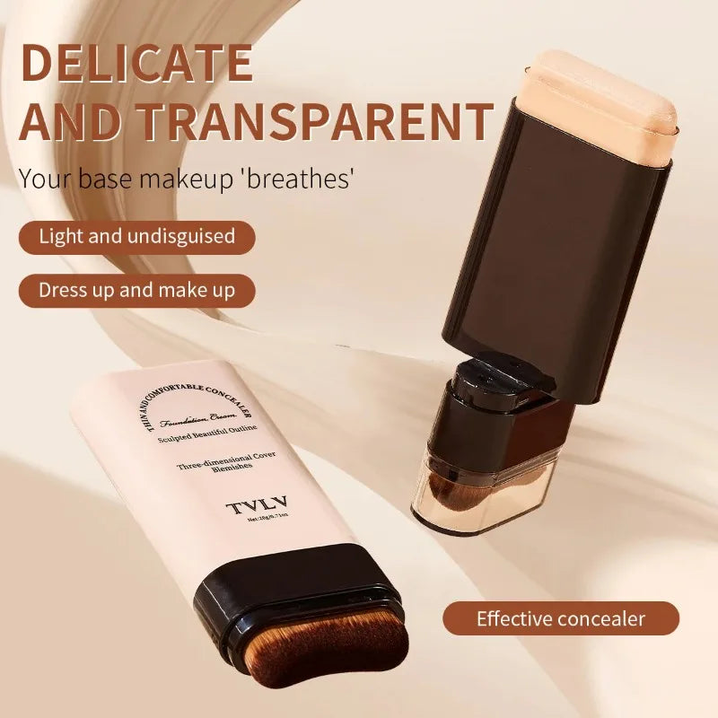 TVLV eraser foundation make-up stick 20g,with brush to brighten skin liquid foundation,non-marking,long-lasting makeup concealer Quake