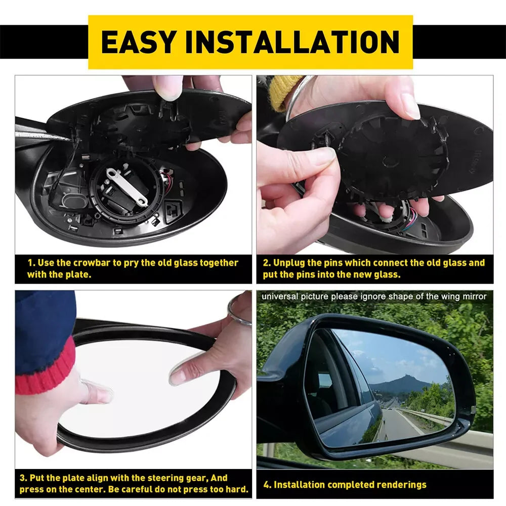 For BMW 1 3 Series E82 E88 E90 E91 E92 E93 1x Car Rear View Lens Split Mirror Heated Door Glass Rearview Lens Accessories Parts Quake