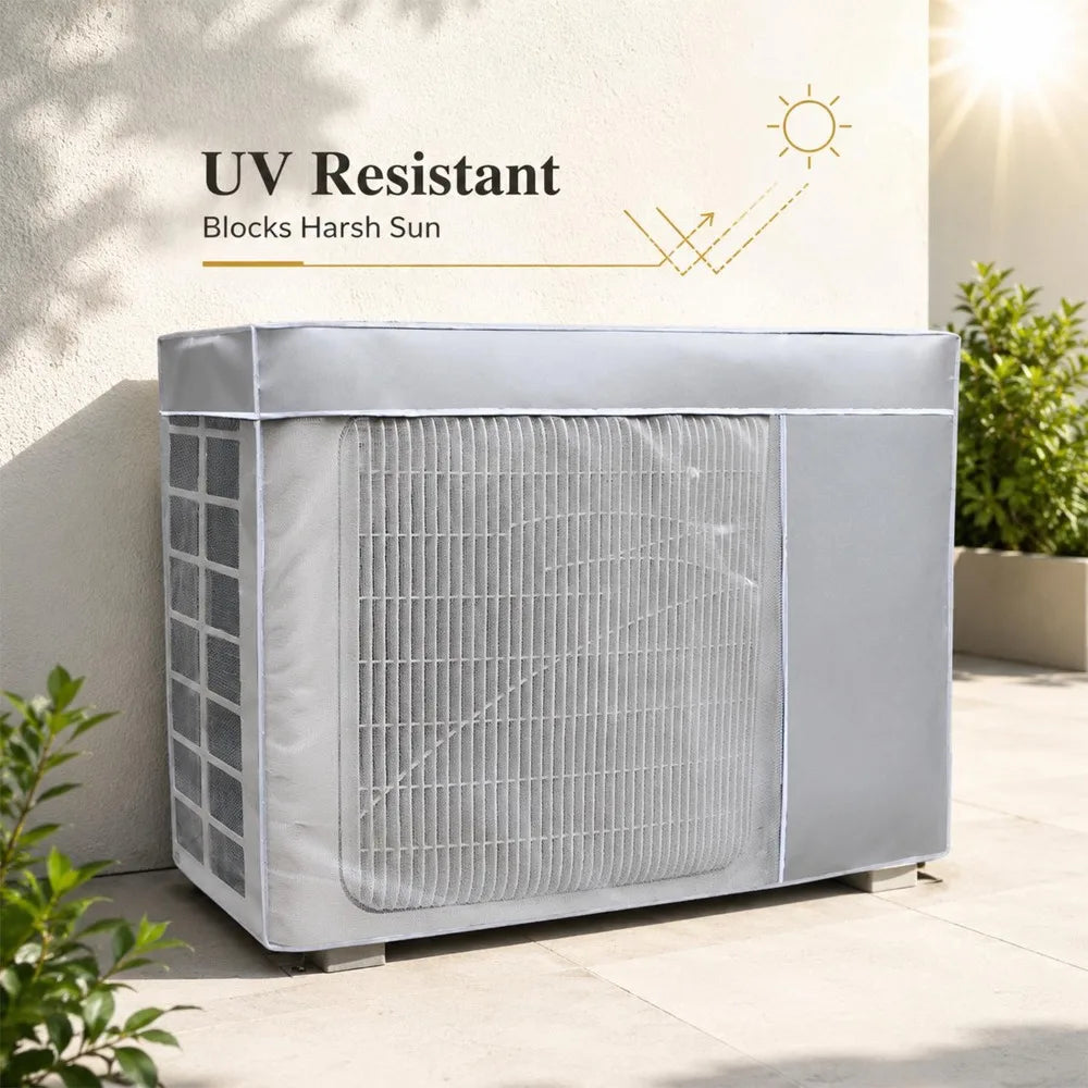 Air Conditioner Outdoor Unit Protect Cover Dustproof Waterproof AC Condenser Protector Breathable Mesh Cover with Elastic Bands Quake