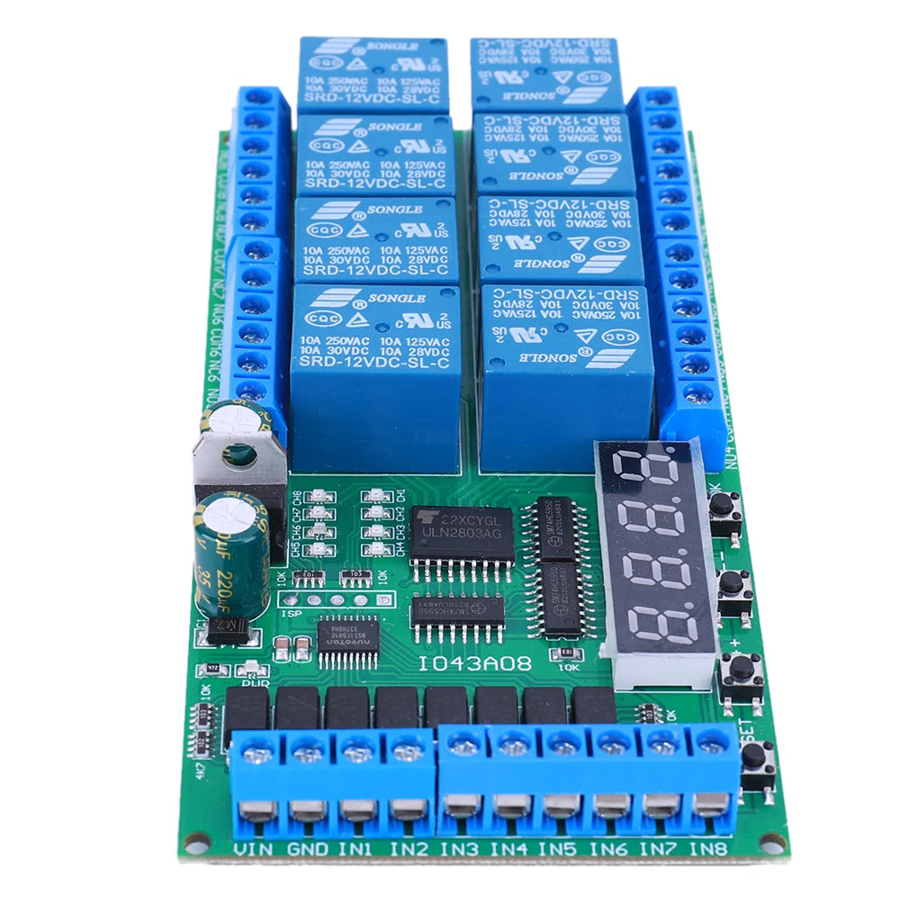 DC 12V 8 Channels Multifunction Timer Time Switch Relay Module Timing Cycle Interlock Self-locking Momentary Bistable Quake