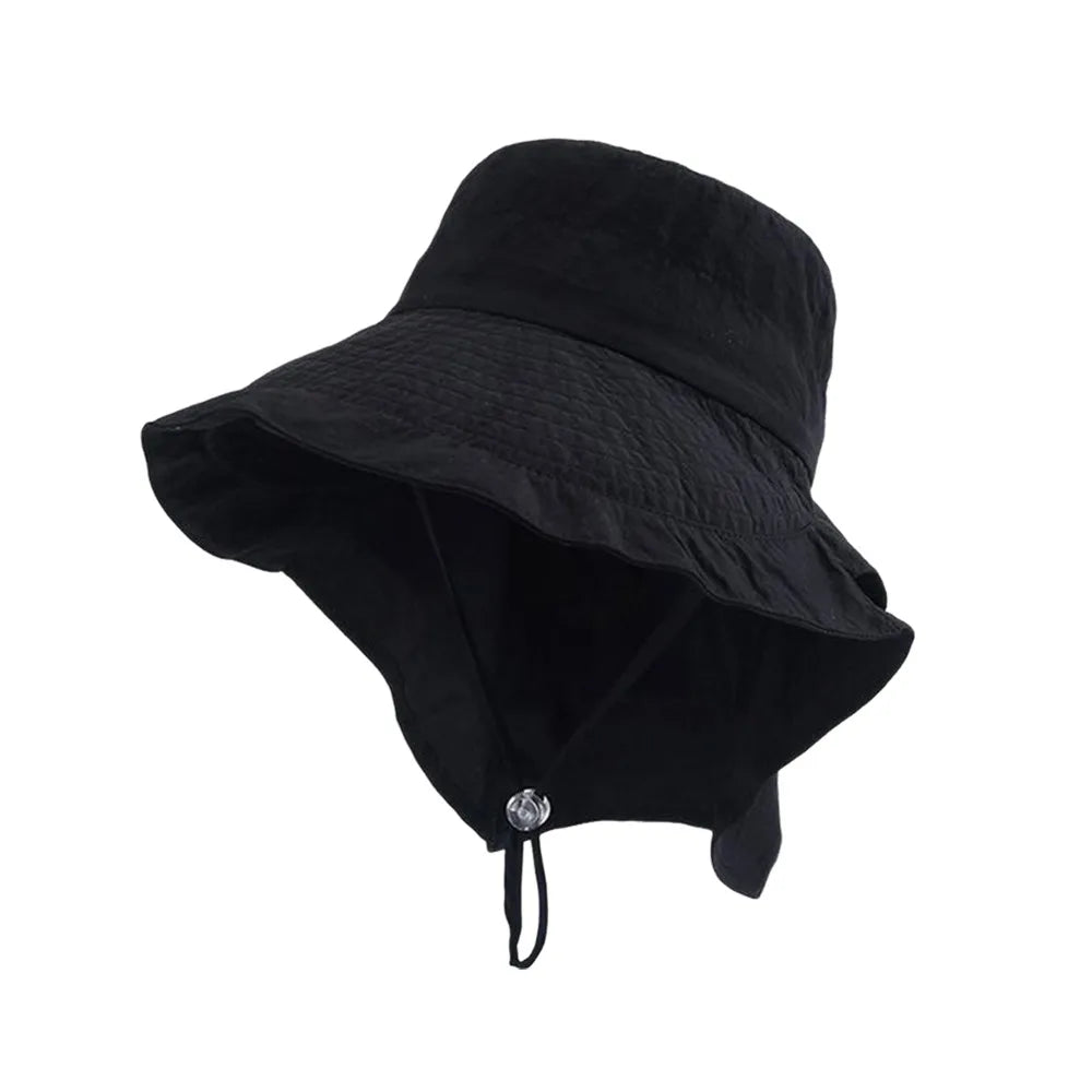 Gifts Adjustable Women's Sun Hat Neck Protection Wide-brimmed Summer Sun Cap UV Protection Fisherman Hat Quake Black