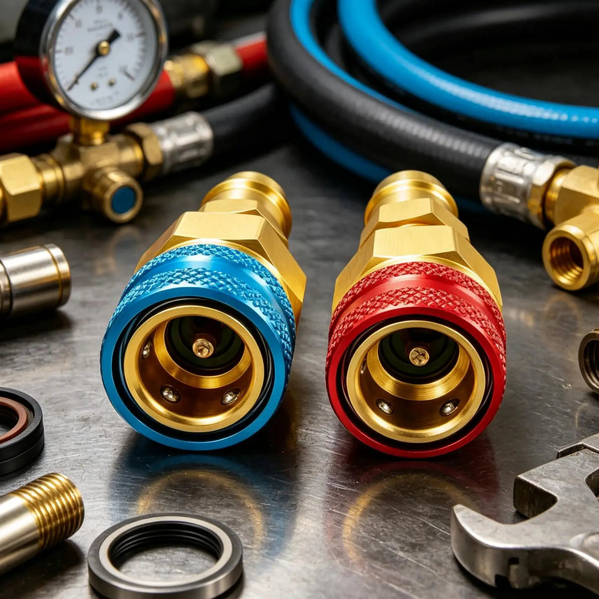 R134a to R1234yf Adapter Refrigerant Hose Fitting High Low Side Connector Conversion Kit for Ac Charging Car Air Conditioning Quake