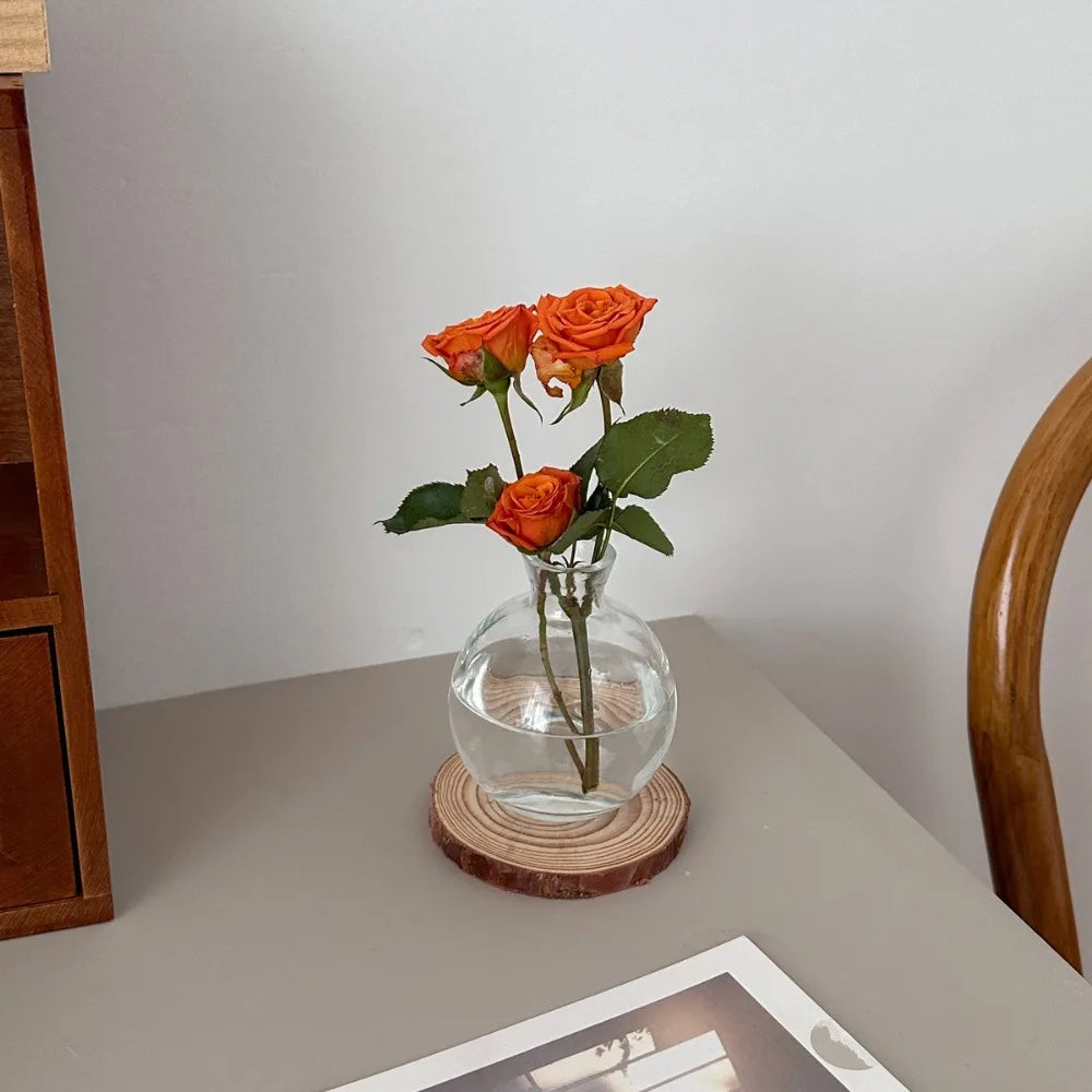 Transparent Mini Flower Vase Home Decoration Glass Hydroponic Plant Bottle Small Desktop Flower Arrangement Pot Living Room Quake