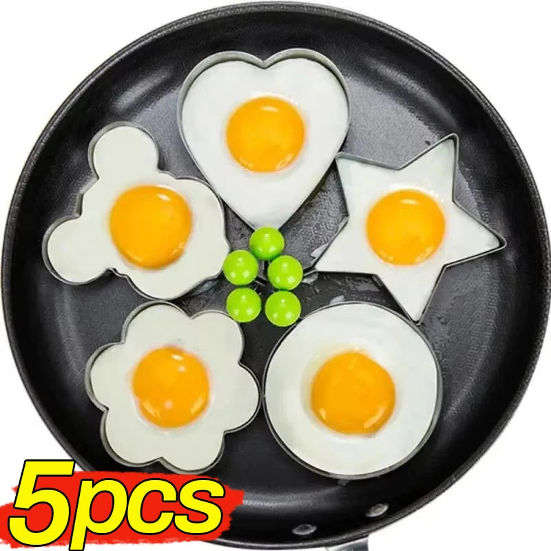5 Styles Fried Egg Mold DIY Breakfast Pancake Shaper Stainless Steel Omelette Mould Frying Egg Cooking Tools Kitchen Accessories Quake