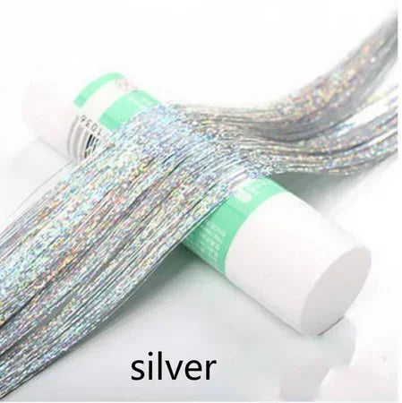 93cm/100cm Holographic Hair Extensions Accessories Glitter Hair Tinsel Sparkle Shiny 120 Strands Bling Twinkle Hair Extensions Quake No 4 100 cm
