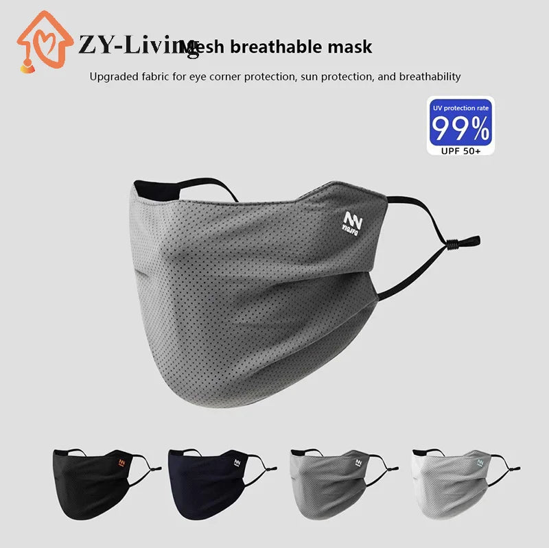 Sun Protection Face Mask For Men Reusable Breathable UV Face Shield Solid Color Washable Face Mask Summer Cycling Face Mask Quake