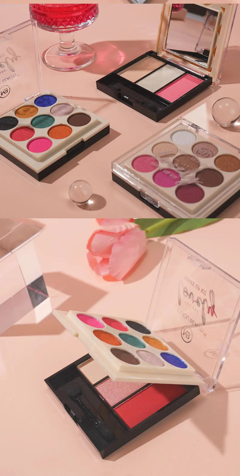 2-Layer Multi-Functional Palette Matte Pearlescent Shimmer Eyeshadows Highlight Contour Beauty Makeup Wide Range All-in-One Quake 12 COLORS