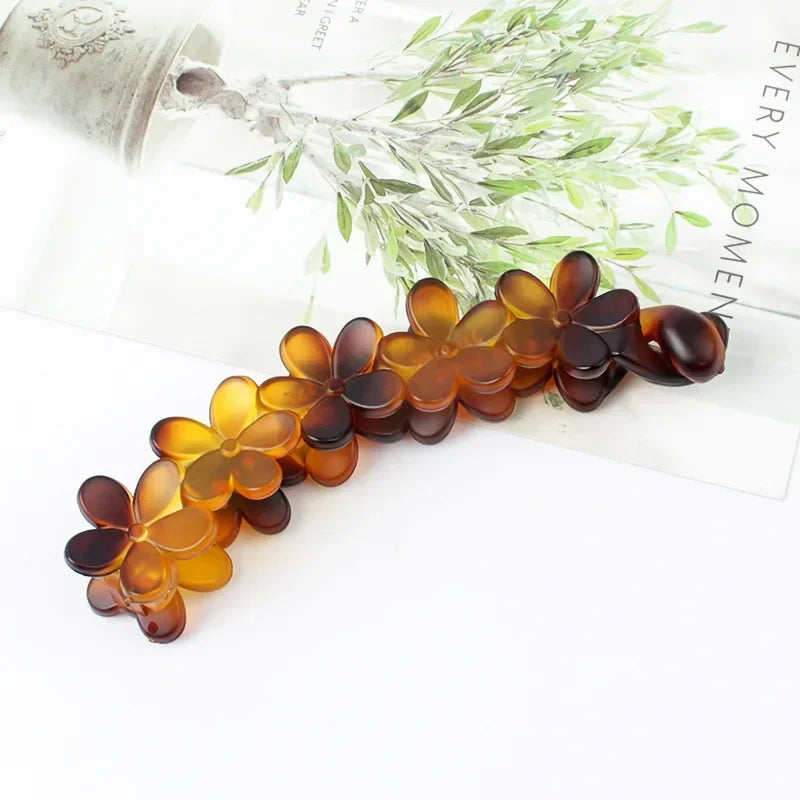 Vintage Flower Hair Claw Women Girl Banana Hairpin Ponytail Hair Clip Clamp Sweet Cute Hair Accessories Korean Styling Crab Claw Quake hp yellow