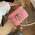 Coin Purse Fashion Female Crossbody Bags PU Mini Shoulder Bag Lock Buckle Chain Mobile Phone Bag for Women Quake Pink
