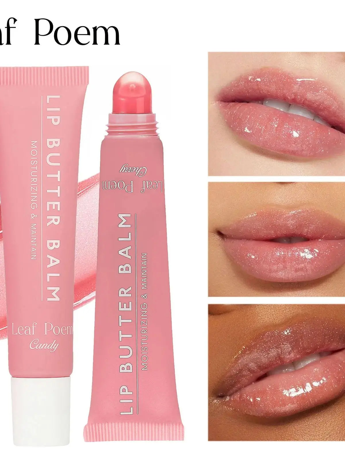 LEAF P0EM Butter Lip Glaze - Tinted Shiny Lip Lacquer Oil Lip Oil Hydrating Non-Sticky Lip Care for Women Easter Bunny Gift Quake 1pc
