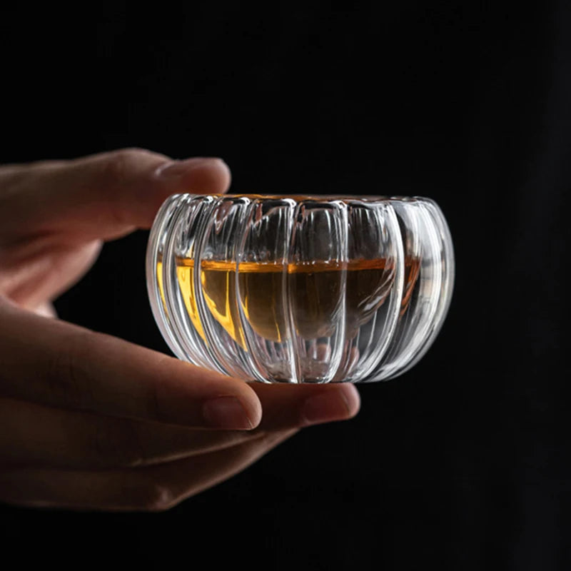 YWDL 50ml Glass Teacups Set Of 4/6pcs Double Walled Insulated Glasses Clear Espresso Coffee Cup Teaware Mug Accessories Quake