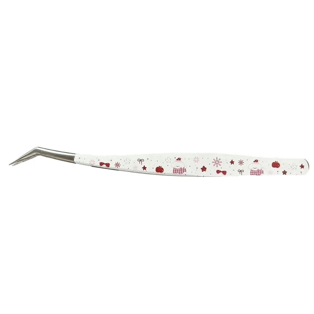 Stainless Steel Curved Stickers Tweezers High Precision Anti-static Lashes Extension Tweezer Cartoon Bean Tweezers Quake Style 6
