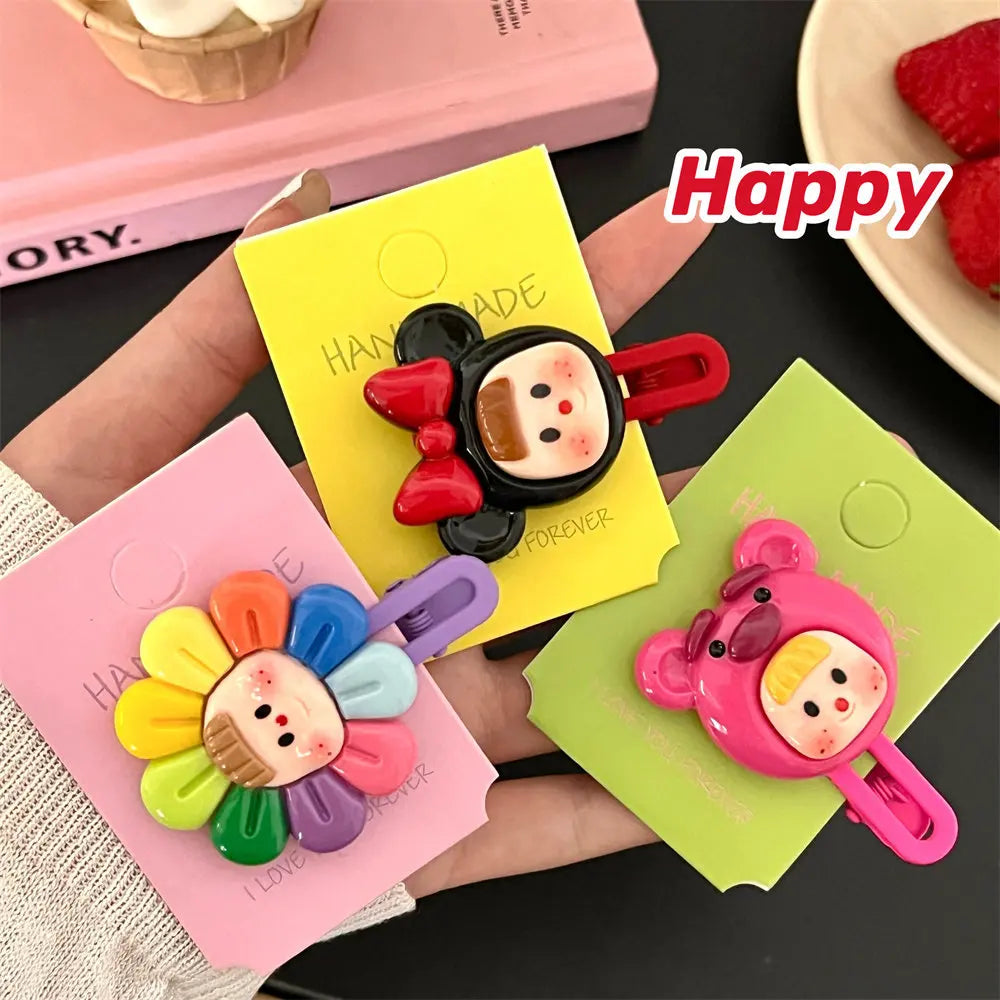 Cute Dopamine Girls Hair Clip Sweet Versatile Children Forehead Bangs Side Clip Kawaii Korean Fashion Hair Styling Accessories Quake