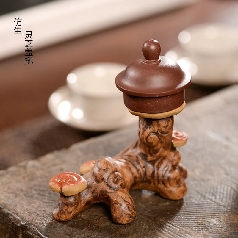 Yixing Zisha Tea Pet Lingzhi Lid Holder Pen Stand Teapot Lid Placement Bionic Handmade Sculpture Ornament Tea Set Can Be Quake