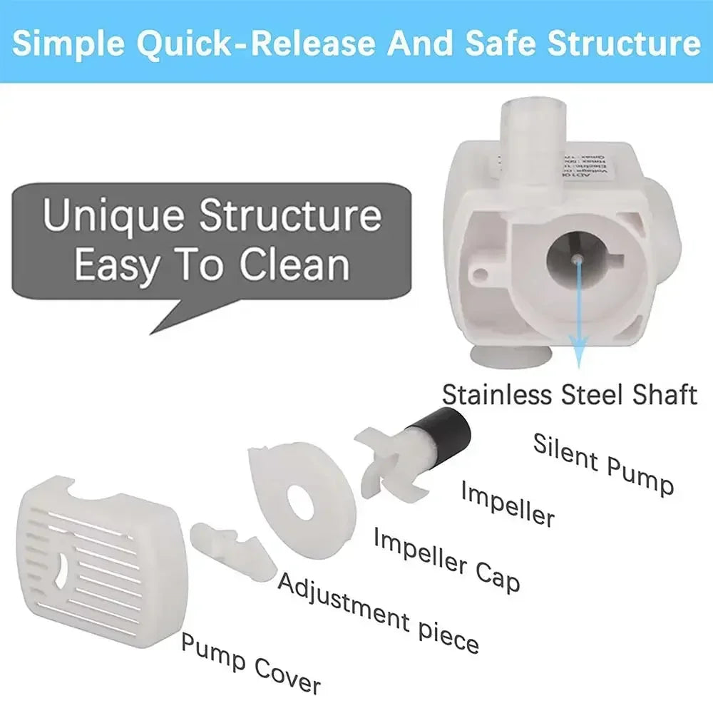 Water Pump Pet Cat Water Dispenser Anti Dry Burning Motor Cat Flower Water Dispenser Water Dispenser Fish Tank Submersible Pump Quake