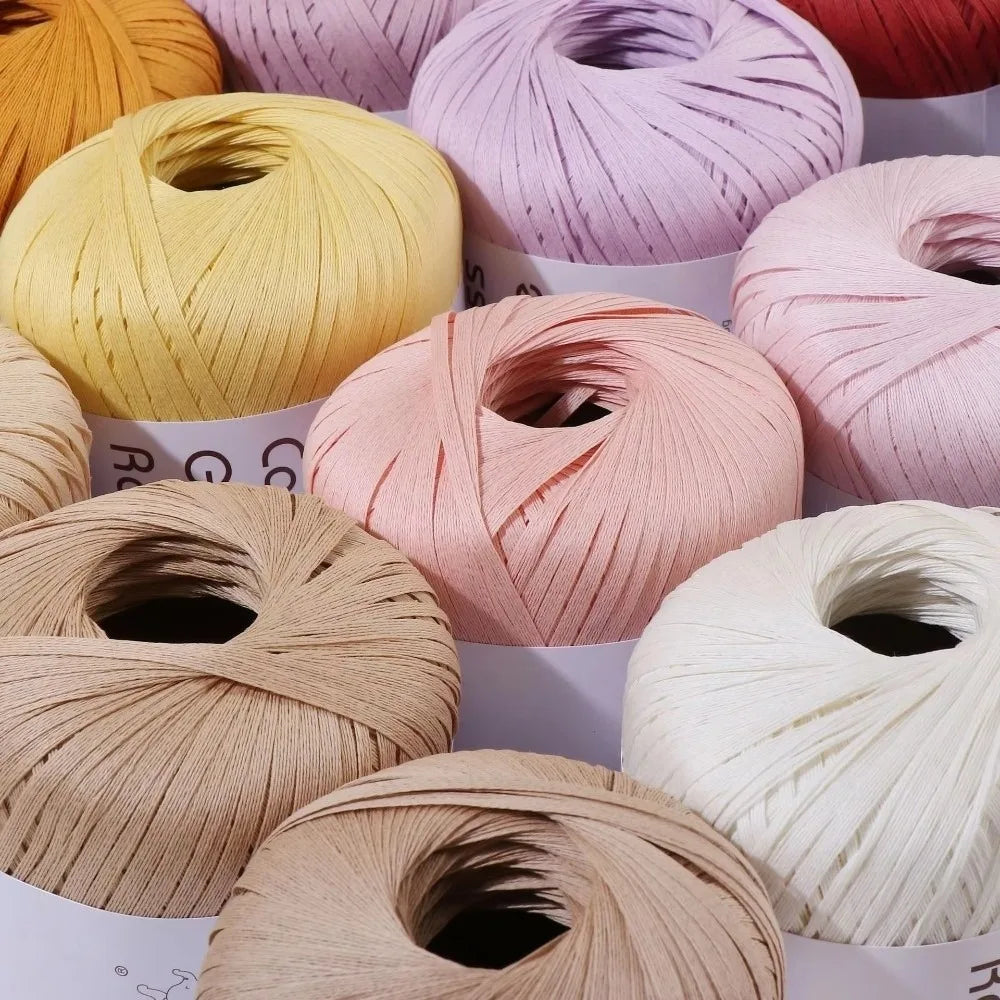 New Multicolour Rafia Yarn DIY Hand-Knitted Crocheting Paper Threads Gift Wrapping Rope Knitting Quake