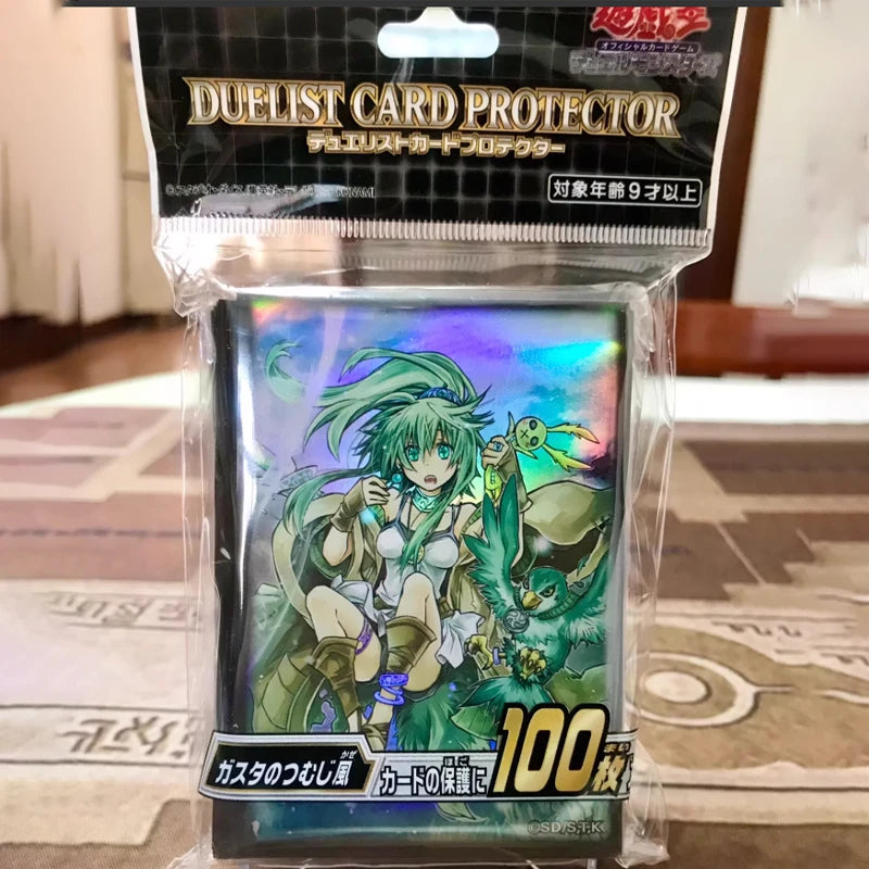 Hot Official Yugioh Kazejin Card Sleeves 63x90mm 100 Packs Sealed Authentic Anime Card Protector for Kids Anime Collection Gift Quake