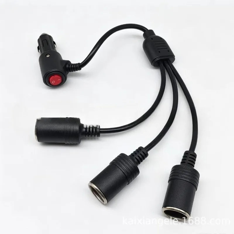 12AWG Pure Black Wire Y‑Type Cigarette Lighter Splitter 1 To 0/1/2/3/4 Adjustable Sockets with On Off Switch Adapter Cable Quake