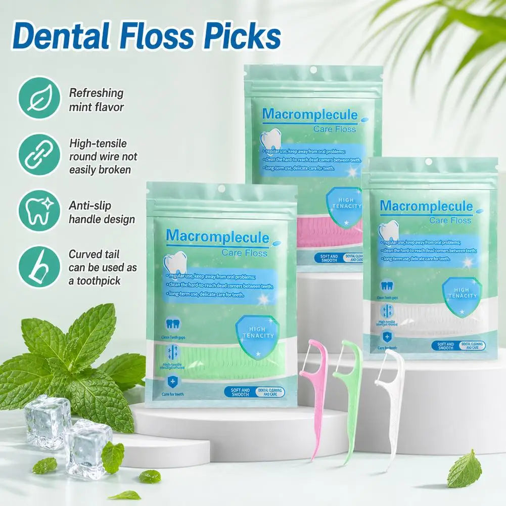 Mint dental floss stick - home portable disposable care dental floss stick - oral care - deep cleaning - interdental cleaning Quake