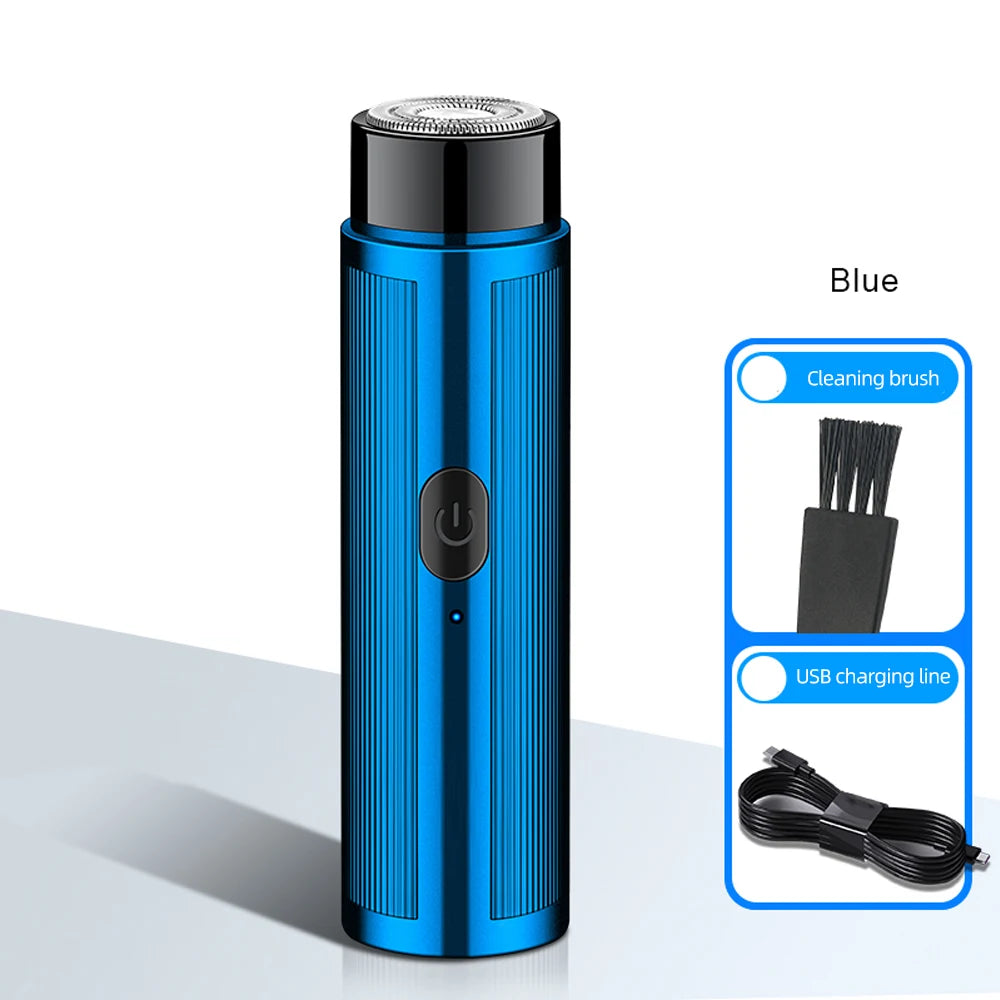 Men's Mini Electric Shaver Rechargeable Razor Epilator Women's Shaving Machine for Men Car Mini Shaver Electric Shaving Tools Quake Blue