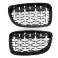 For BMW 1 Series E87 E81 E82 E88 2008-2011 2x Car ABS Grille Front Kidney Grill Diamond Style 51137354949 51137354950 Auto Parts Quake Silver Black