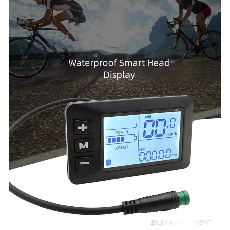 For Electric Bike Scooter Speedometer for G51 with 5 Core Waterproof Connector and LCD Display for 24V 36V 48V Vehicles Quake