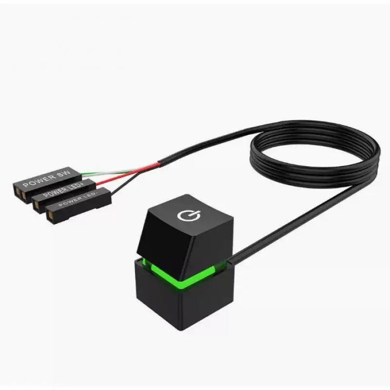 PC Motherboard External Power On Off Button Blue LED Light Desktop Computer Switch Black White Color Extension Startup Cable Quake