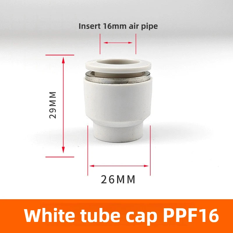 3/5PCS PPF Pneumatic Joints PPF Pipe Caps, Straight-through, Quick Plug Air Hoses, Caps, Pipe Plugs,4/6/8/10/12/14/16 Pipe Plugs Quake PPF-16(White) 5pcs