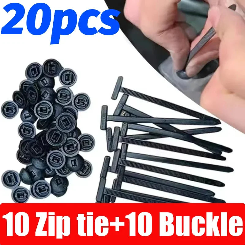 Nylon Cable Tie Buckle Universal Car Fender Trunk Engine Guard Panel Wire Management Secure Auto Fastener Screw Replacement Clip Quake 10Sets(20Pcs)