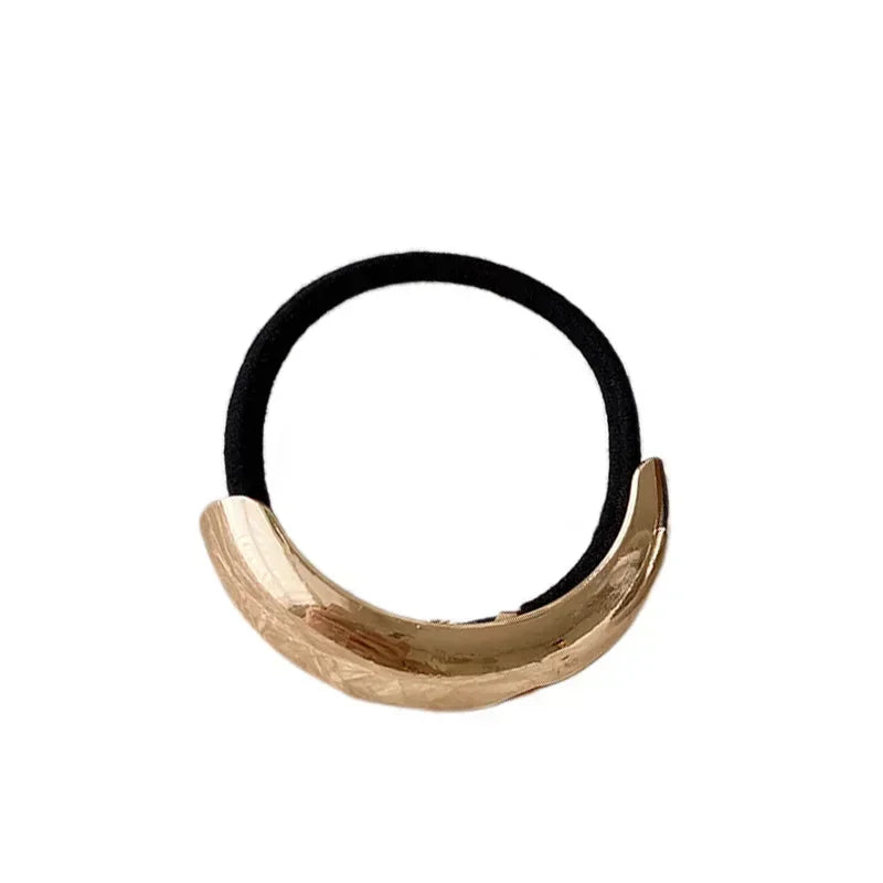 Ladies Gold Sliver Hair Bands Ponytail Rings Cover Cuff Wrap Holder High Elastic Rope Band Gift Geometric Round Hollow Hair Rope Quake