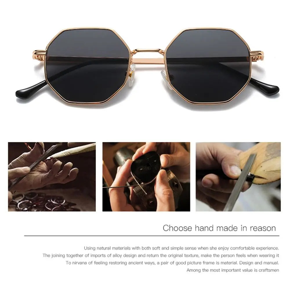 Summer UV Protection Sunglasses Fashion Polygon Sun Glasses for Women Men Trendy Classic Metal Frame Shades Eyewear Quake