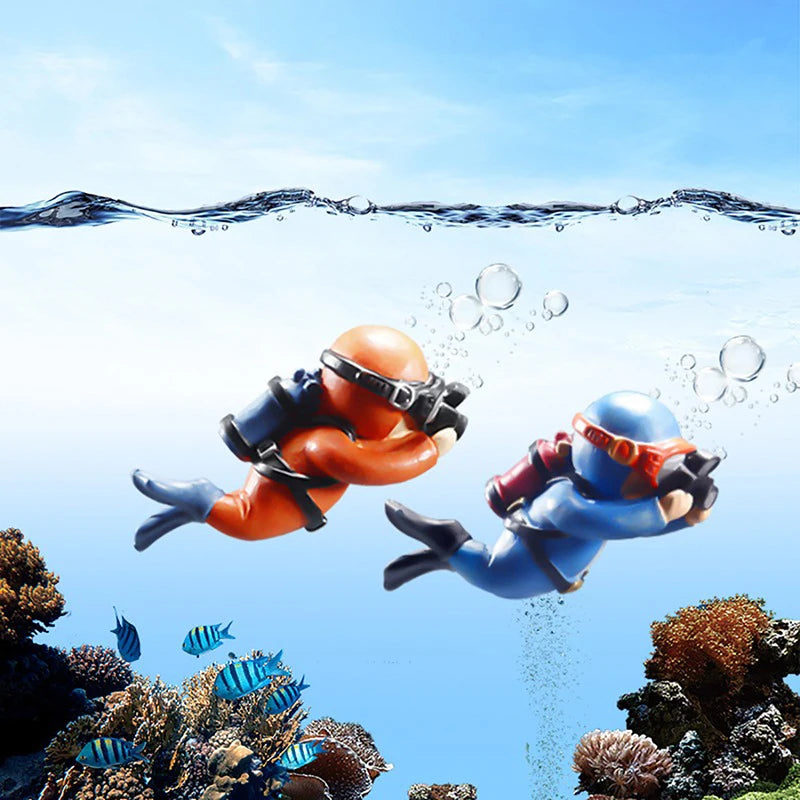 Floating Diver Aquarium Ornament - Realistic Submarine Diver Decoration for Fish Tank, Adds Fun & Style to Your Aquatic Setup Quake