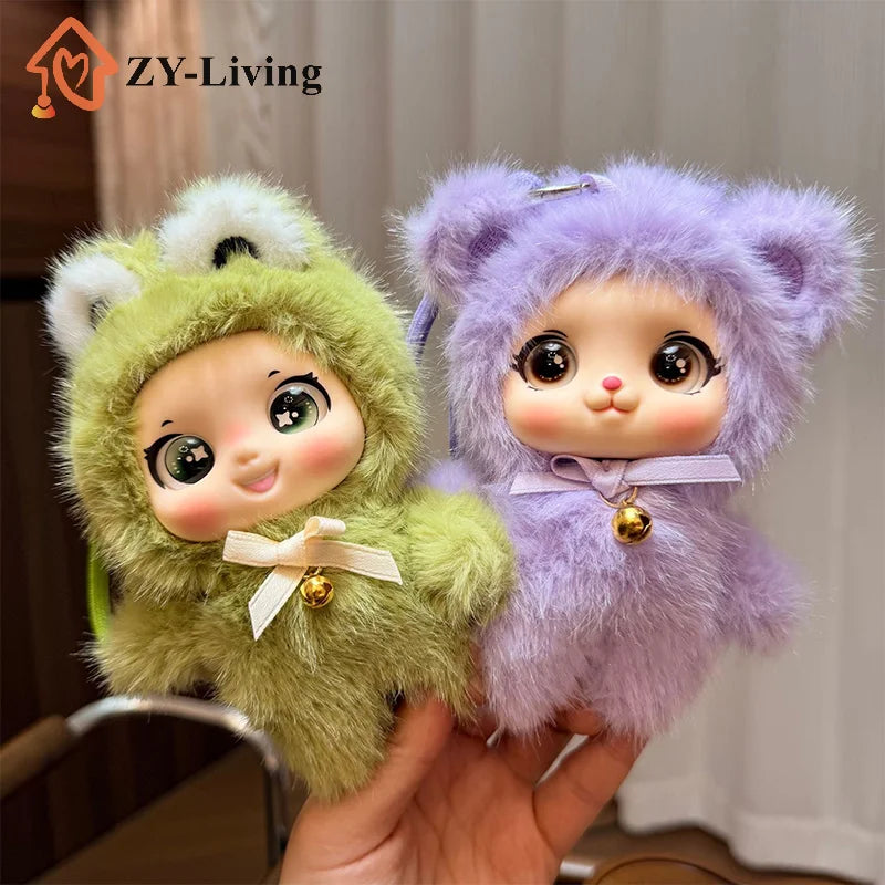 1Pcs Cute Family Series Animals Vinyl Face Plush Forest Doll Pendant Backpack Decoration Gifts Quake