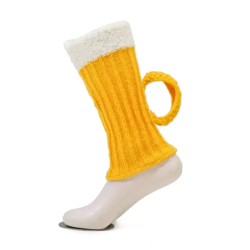 3D Beer Mug Knitted Socks Men's Padded Warm Mid-Calf Socks Women Winter Soft Funny Sleep Floor Socks Woolen Socks Christmas Gift Quake B One Size
