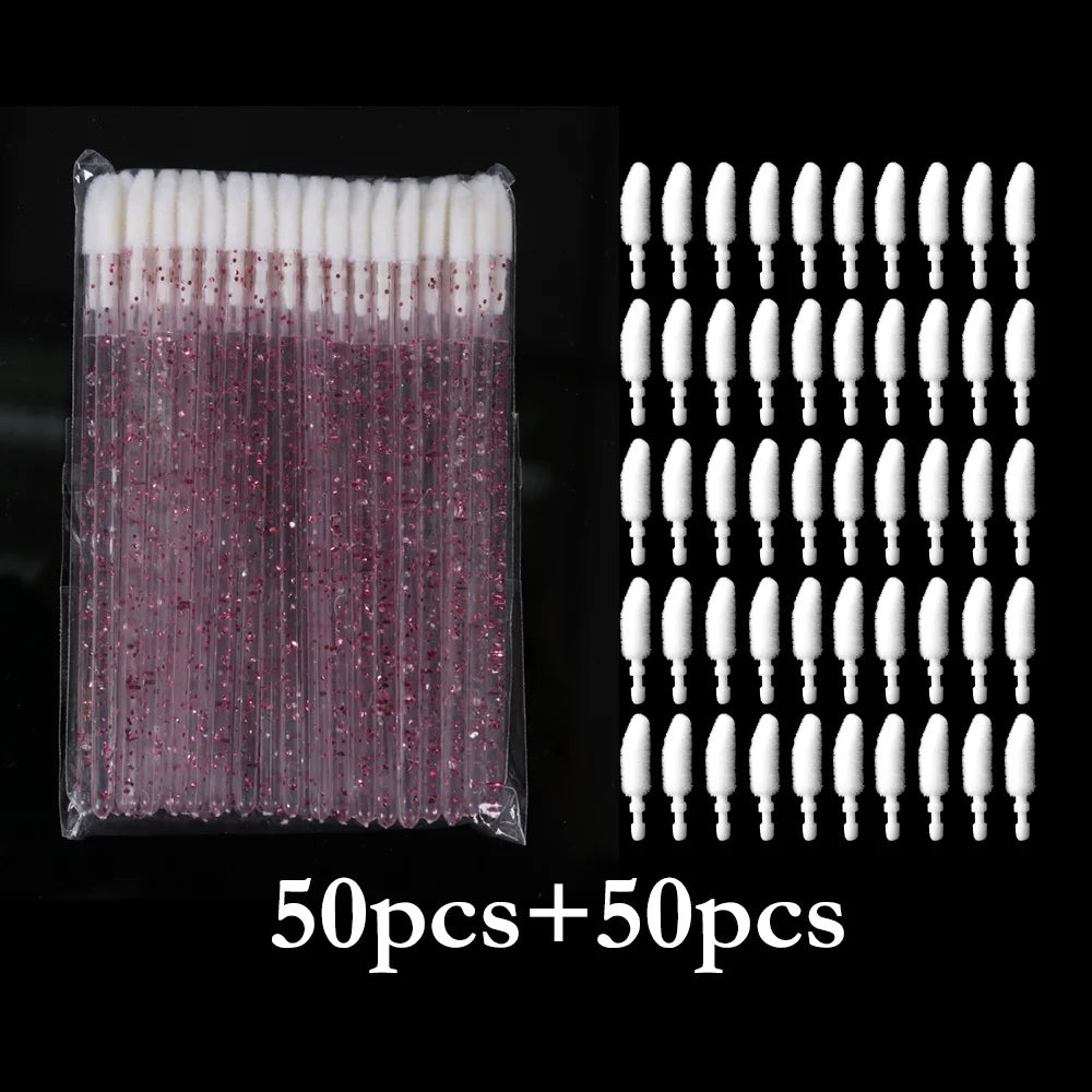vvocci 50Pcs Disposable Lip Brushes + 50 Refills.Perfect for lip makeup.No shed,odorless,portable,cost-effective lip makeup tool Quake M153 M396 crys rose