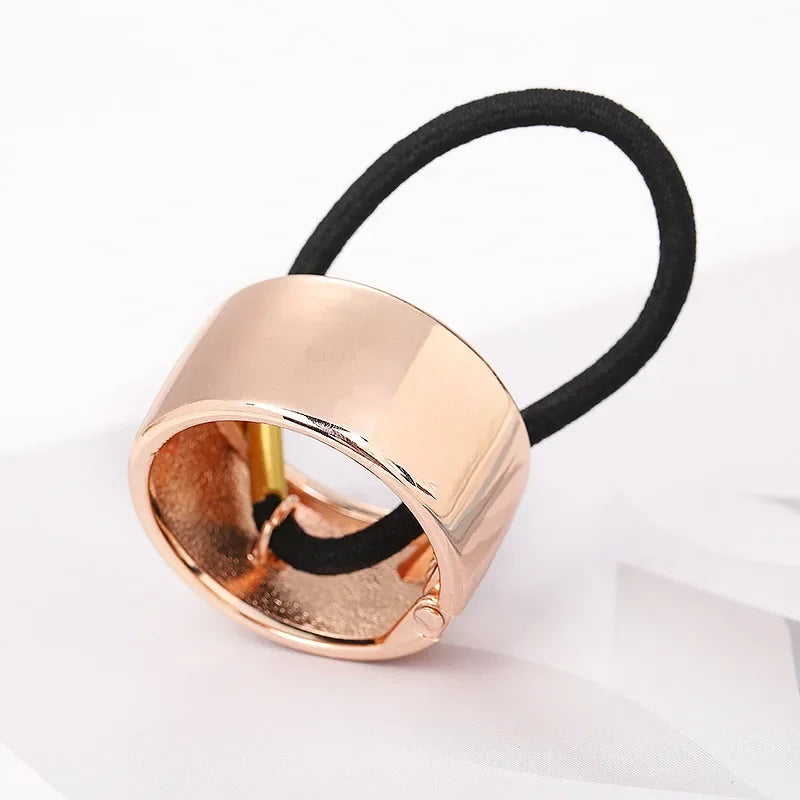 Women Vintage Ponytail Holder Buckle High Elastic Clip Hair Rope Fashion Simple Round Hair Ties Rings Headwear Hair Accessories Quake rose-1