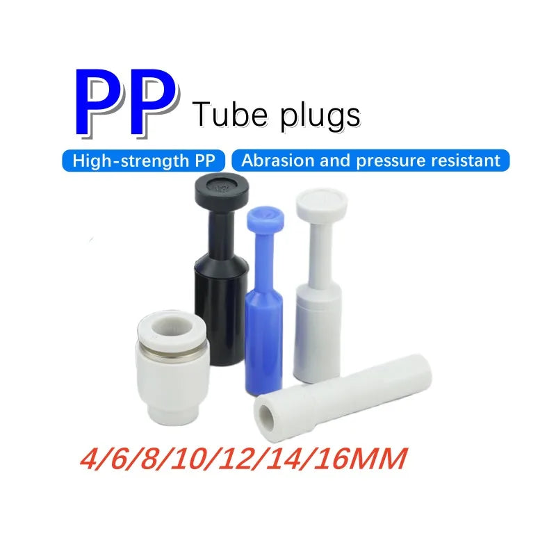 3/5 Pcs PP Pneumatic Connector Quick Plug Plastic Plug Pipe Plug PP 4mm 6mm 8mm 10mm 12mm 14mm 16MM Air Hose Sealing Connector Quake